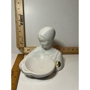 Vintage Italian Ceramic Lady Bowl RAUL Pottery Figurine Dish Home Décor
